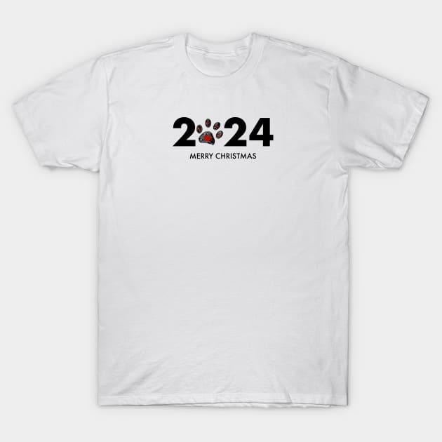 2024 text red paw prints T-Shirt by GULSENGUNEL